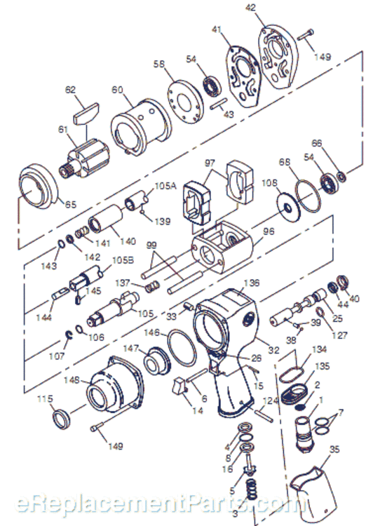 Page A Diagram and Parts List for CP6500 T025215 Chicago Pneumatic Wrench